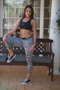 Gina Barrett pulls down Nike leggings