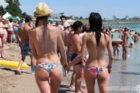 Paula & Ingrid topless on the beach