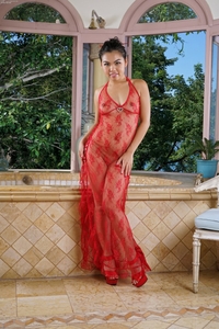 Cindy Starfall slips out of red see-through