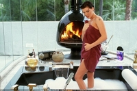 The warm fireplace