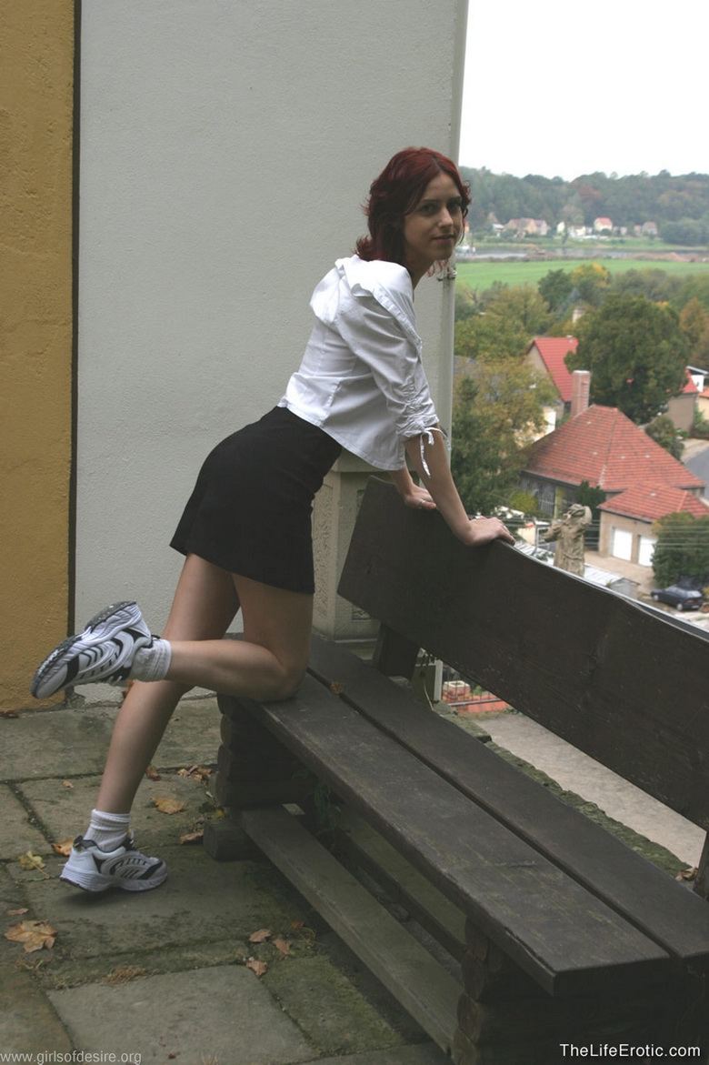 Kathi Strips On Bench