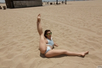 Lana Rhoades posing on the beach