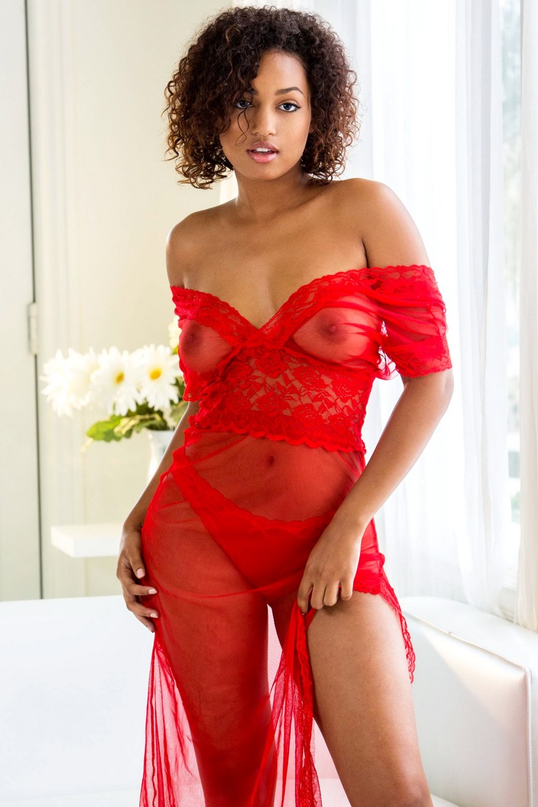 Noel Monique in red seethrough