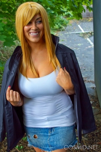 Tasha Cole against the shed