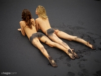 Clover and Natalia in Black Beach Bali