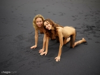 Clover and Natalia in Black Beach Bali