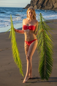 Casey With Palm Fronds