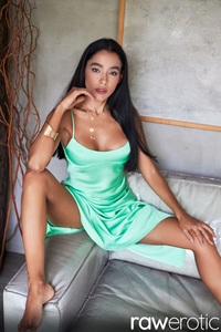 Natalia Bruni pulls down party dress